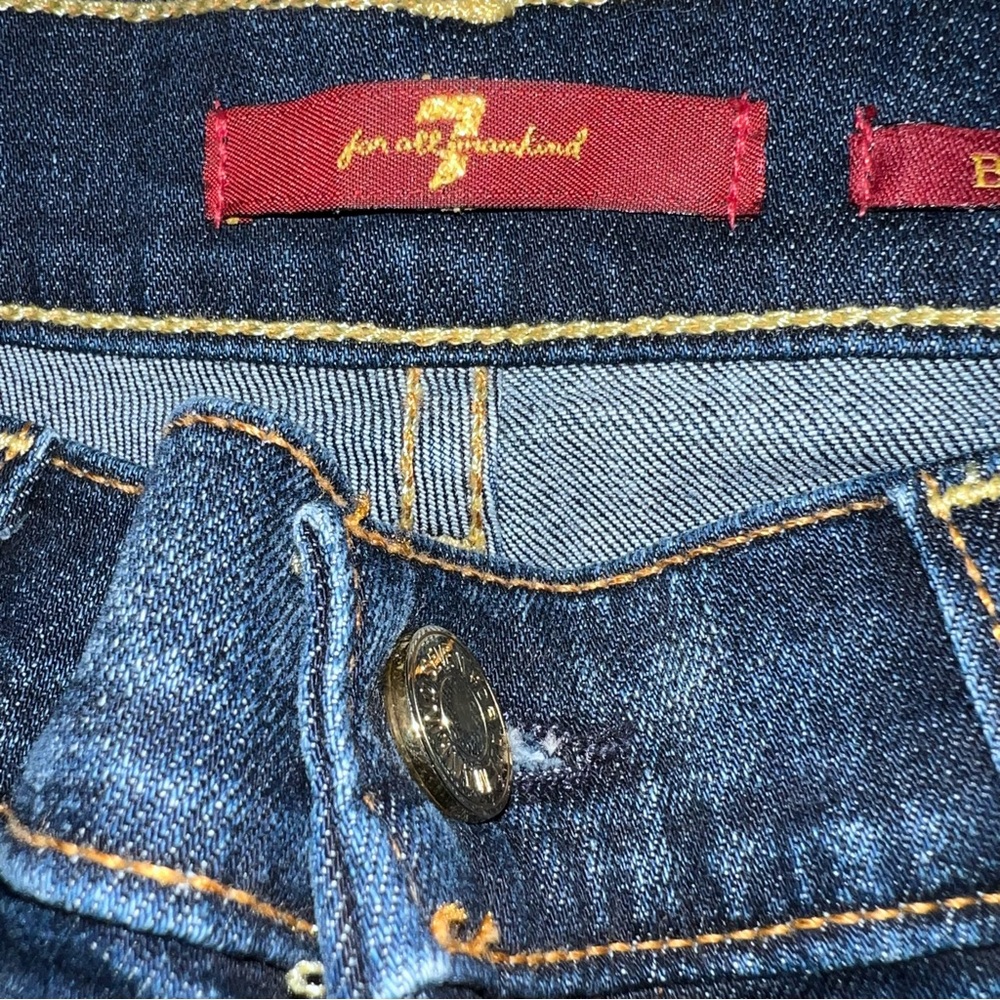 7 For All Mankind Dark Wash Blue Bootcut Mid Rise Jeans Women’s Size 32 - Picture 17 of 17